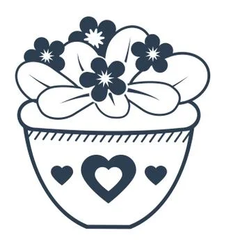Flower violet linear style Icon Stock Illustration