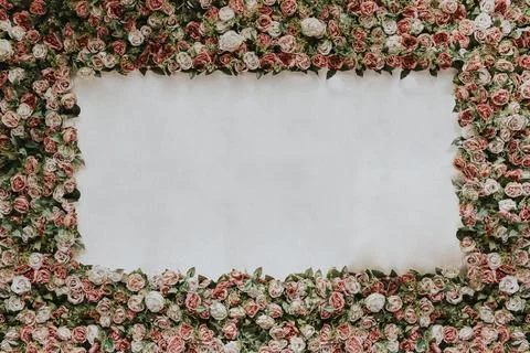 Flower wall installation with blank space Stock Photos