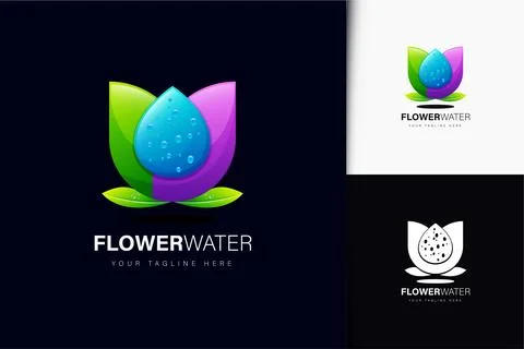 Flower water logo design with gradient Stock Illustration