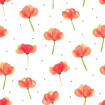 Flower watercolor seamless pattern background design. Vector illustration. Illustrazione stock