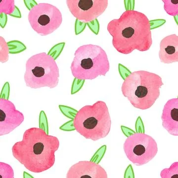 Flower watercolor seamless pattern background design. Vector illustration. Stock Illustration