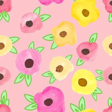 Flower watercolor seamless pattern background design. Vector illustration. Stock Illustration