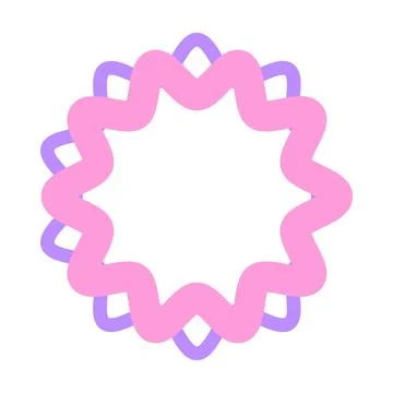 Flower Wave Circle Frame Vector Illustration Decorative Round Border Abstra.. Stock Illustration
