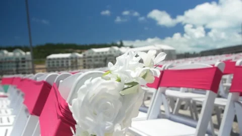 Flower on Wedding Chairs Stock Footage 178494578