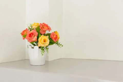 Flower on white table corner Stock Photos