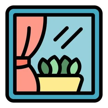Flower window icon vector flat Illustrazione stock