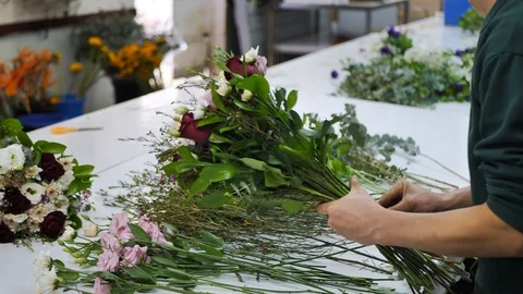 Flower Workshop employees Stock Footage 98757298