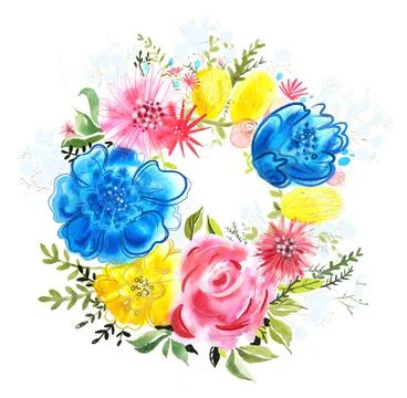 Flower wreath isolated Stock Illustration