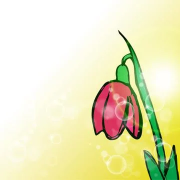 Flower on yellow background with rays Stock Illustration