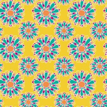FLOWER YELLOW VIOLET BLUE PATTERN Stock-Illustration