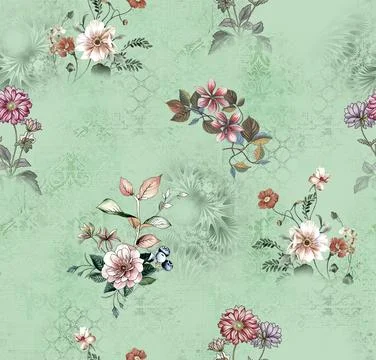 Flower,Allover,Design,Printwith,Multi,Background 스톡 일러스트