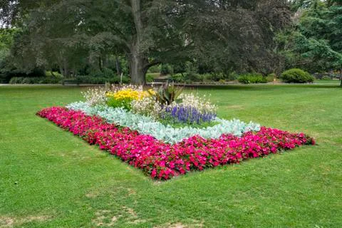 Flowerbed in a park Stock Photos