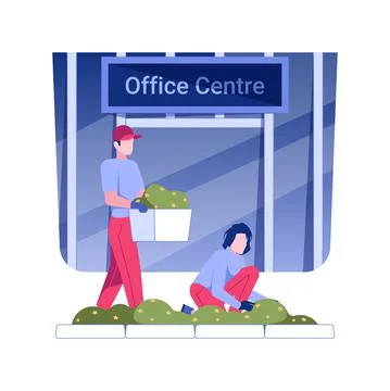 Flowerbed planting isolated concept vector illustration. Stock Illustration