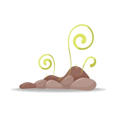 Flowerbed with sprouts isolated on white background Stock Illustration