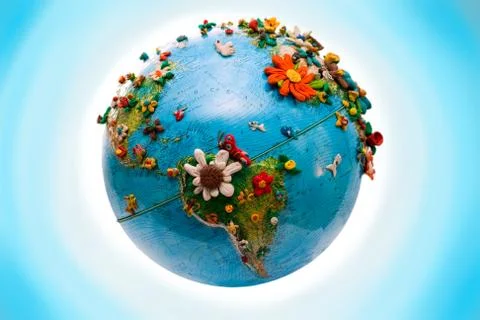 Flowered america globe Stock Photos
