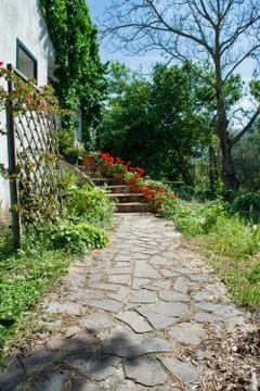 Flowered garden in spring Stock Photos