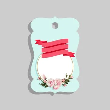 Flowered Gift Tag Shapes vector clip art isolated luggage tag with roses Stock Illustration