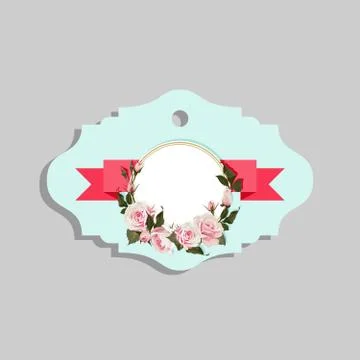 Flowered Gift Tag Shapes vector clip art isolated luggage tag with roses Stock Illustration