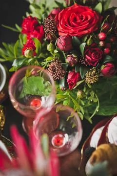 Flowered table for tea 7939. Stock Photos