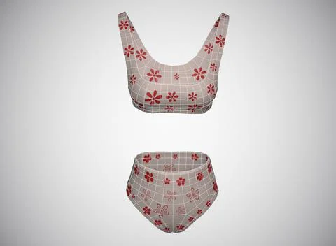 Flowered underwear on a white background 3d-rendering Stockillustratie