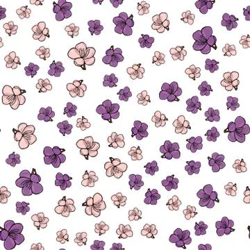 Flowering almonds. Vector seamless pattern with sakura flowers. Spring flower Stock Illustration