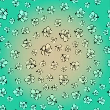 Flowering almonds. Vector seamless pattern with sakura flowers. Spring flower Stock Illustration