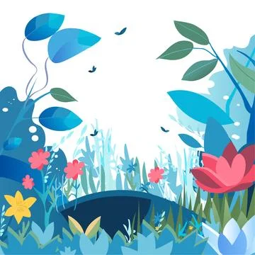 Flowering meadow flat vector podium Stock Illustration