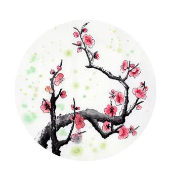 Flowering plum branch Illustrazione stock