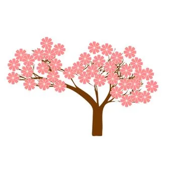 Flowering tree. Vector illustration. Simple flat design. Stock Illustration