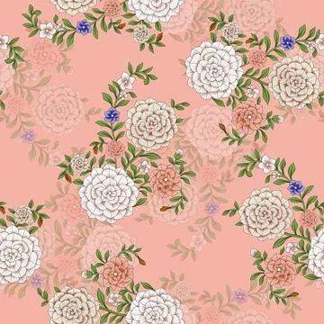 Flower,Light,Dark,Digital,All,Over,Pattern,Print 스톡 일러스트