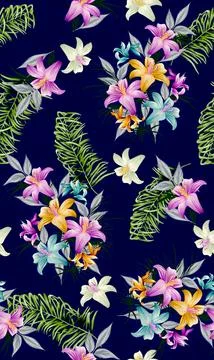 Flower,Pattern,Navy,Background Illustrazione stock