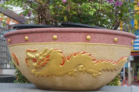 Flowerpot dragon pattern Stock Photos