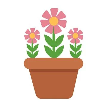 Flowerpot flat vector illustration on white background Ilustración de archivo