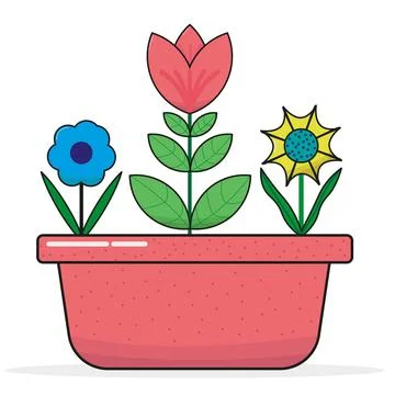 Flowerpot with flowers Stock Illustration