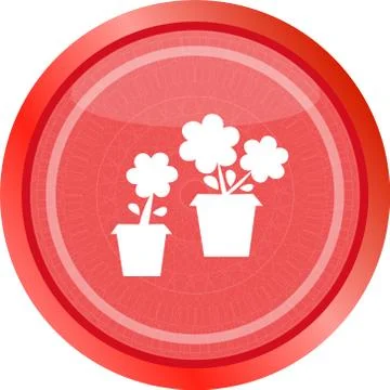 Flowerpot with plant - web icon button isolated Stock Illustration