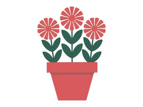 Flowerpot red and green vector illustration Stock Illustration