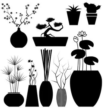 Flowerpot set vector Stock Illustration