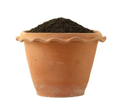 Flowerpot with soil Stock Photos