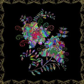 Flowers. Abstract ethnic vector seamless pattern. Flowers of the valley on neutr Stockillustratie