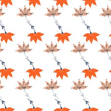 Flowers abstract seamless pattern. Hand drawn nature background. Stock Illustration