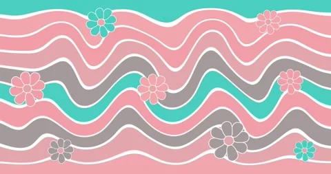 Flowers against the background of waves. Pink and green tones. Stock Footage 264929265
