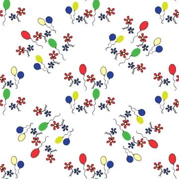 Flowers and balloons Seamless pattern Stock Illustration