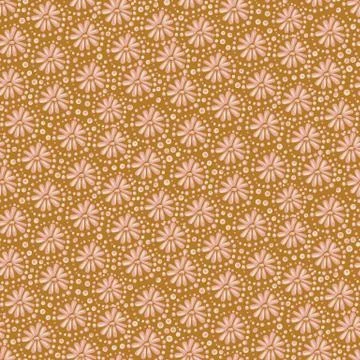 Flowers and dots seamless vector pattern Stock Illustration