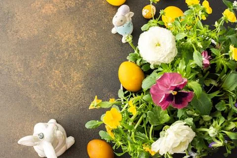 Flowers and Easter eggs Stock Photos