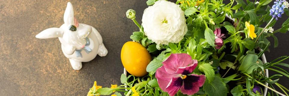 Flowers and Easter eggs Stock Photos