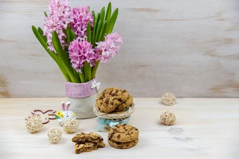 Flowers and eggs Stock Photos