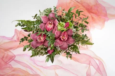 Flowers And Fabric Stock Photos