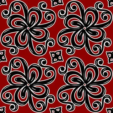 Flowers and Foliage (White, Red, Black) 스톡 일러스트