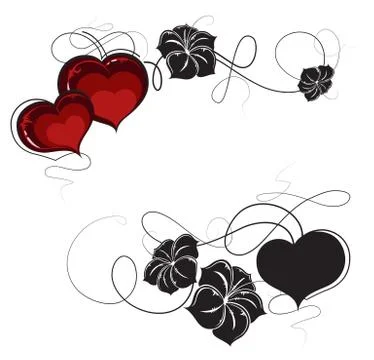 Flowers and  hearts Stock Illustration