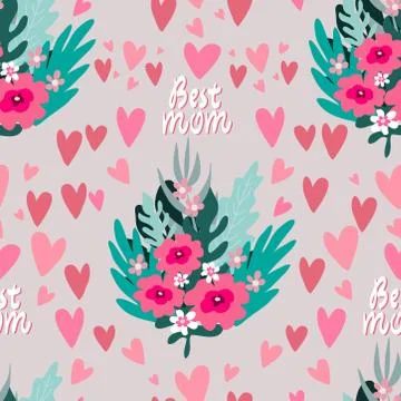 Flowers and hearts pattern Stock Illustration